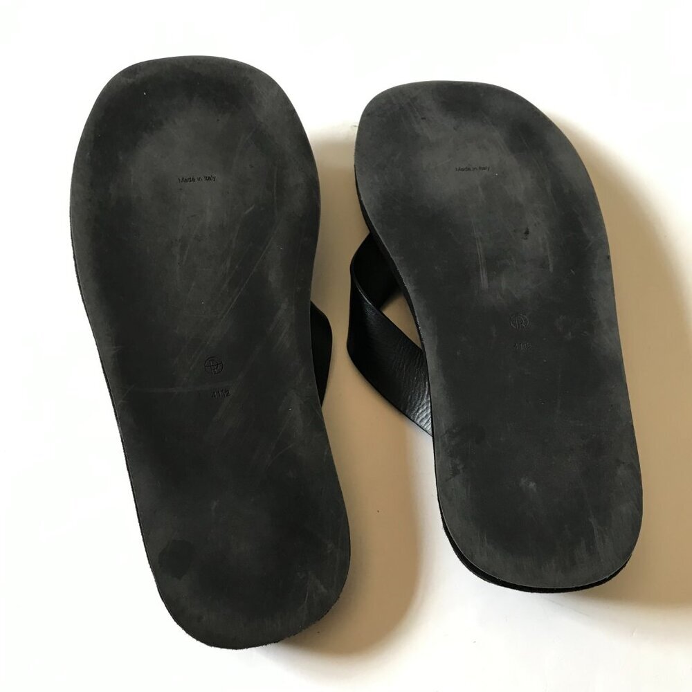 The ROW Ginza Leather Platform Sandals Flip Flops Womens 41.5 11.5 Black Suede - Picture 10 of 14